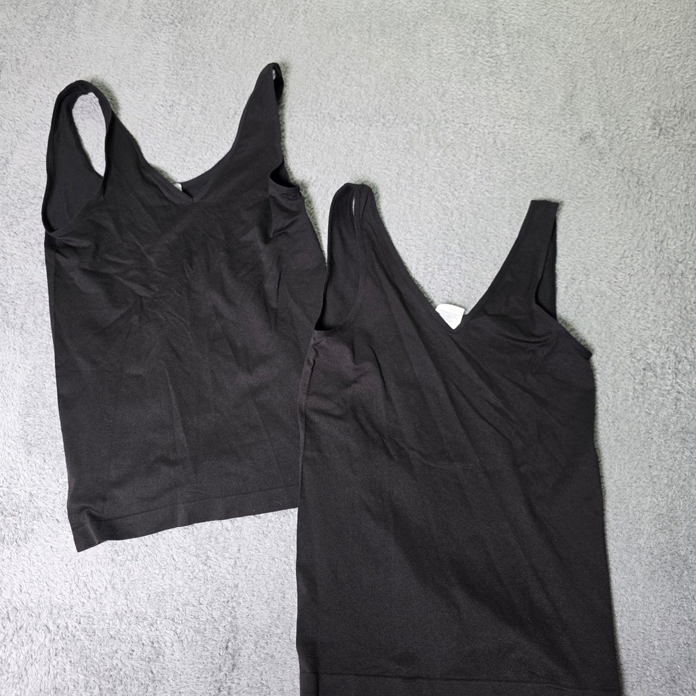 Member's Mark Womens M Seamless Reversible Cami Black 2-Pack Stretch Tank Top